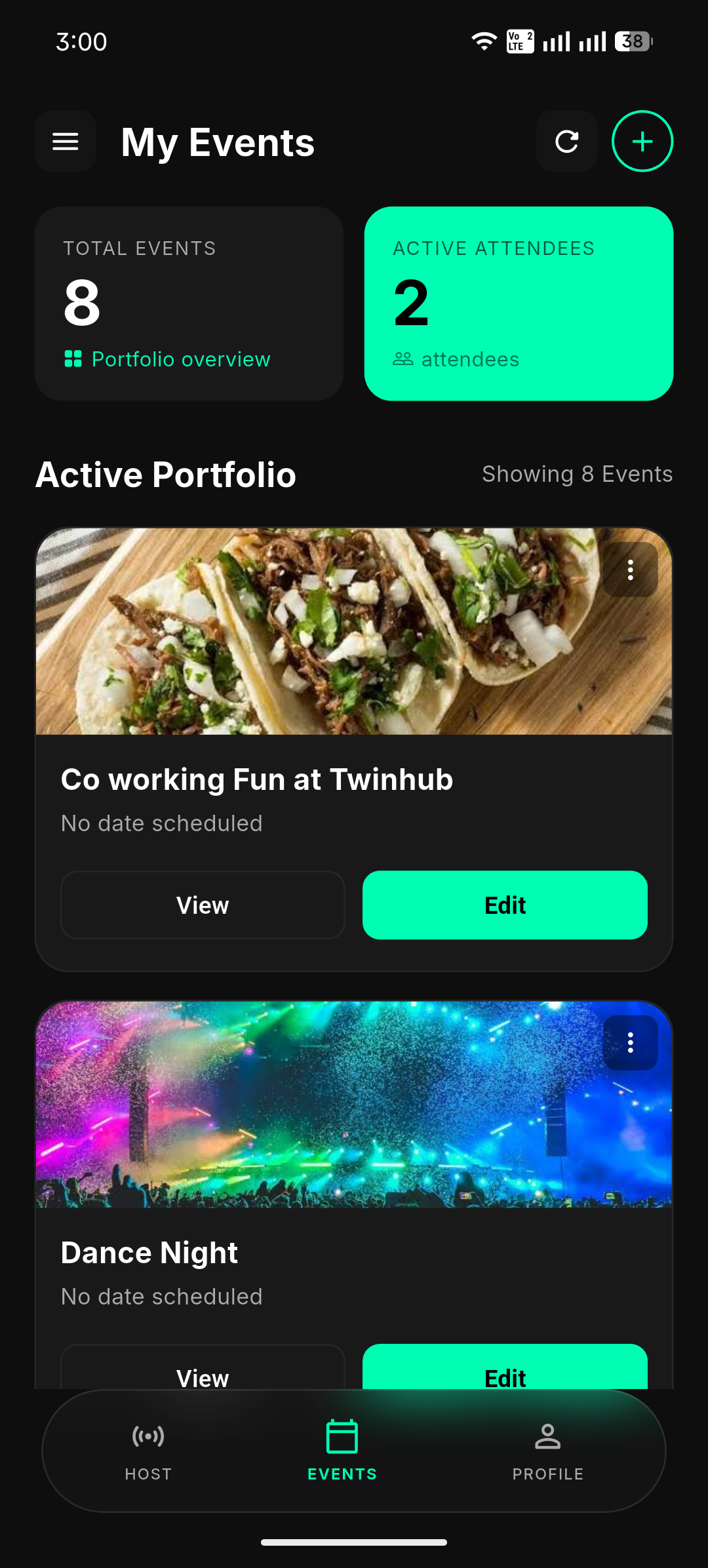 Happn'IN Live business events dashboard